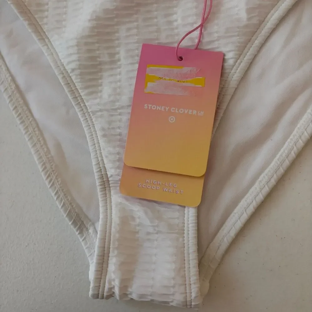 Stoney Clover x Target Women's Medium White Textured Bikini Bottoms High Cut